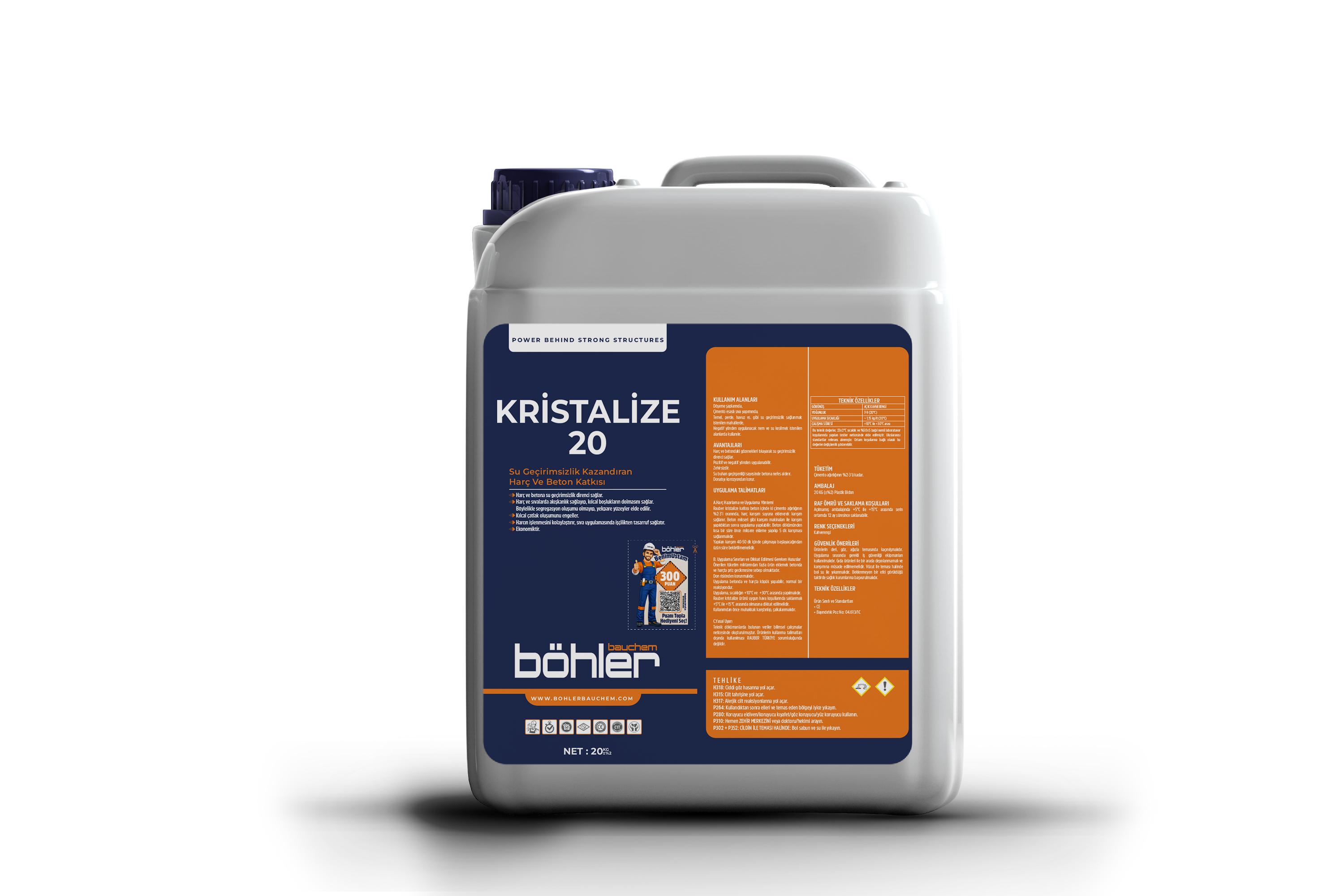 KRİSTALİZE 20 Su Geçirimsizlik Kazandıran Kristalize Harç ve Beton Katkısı