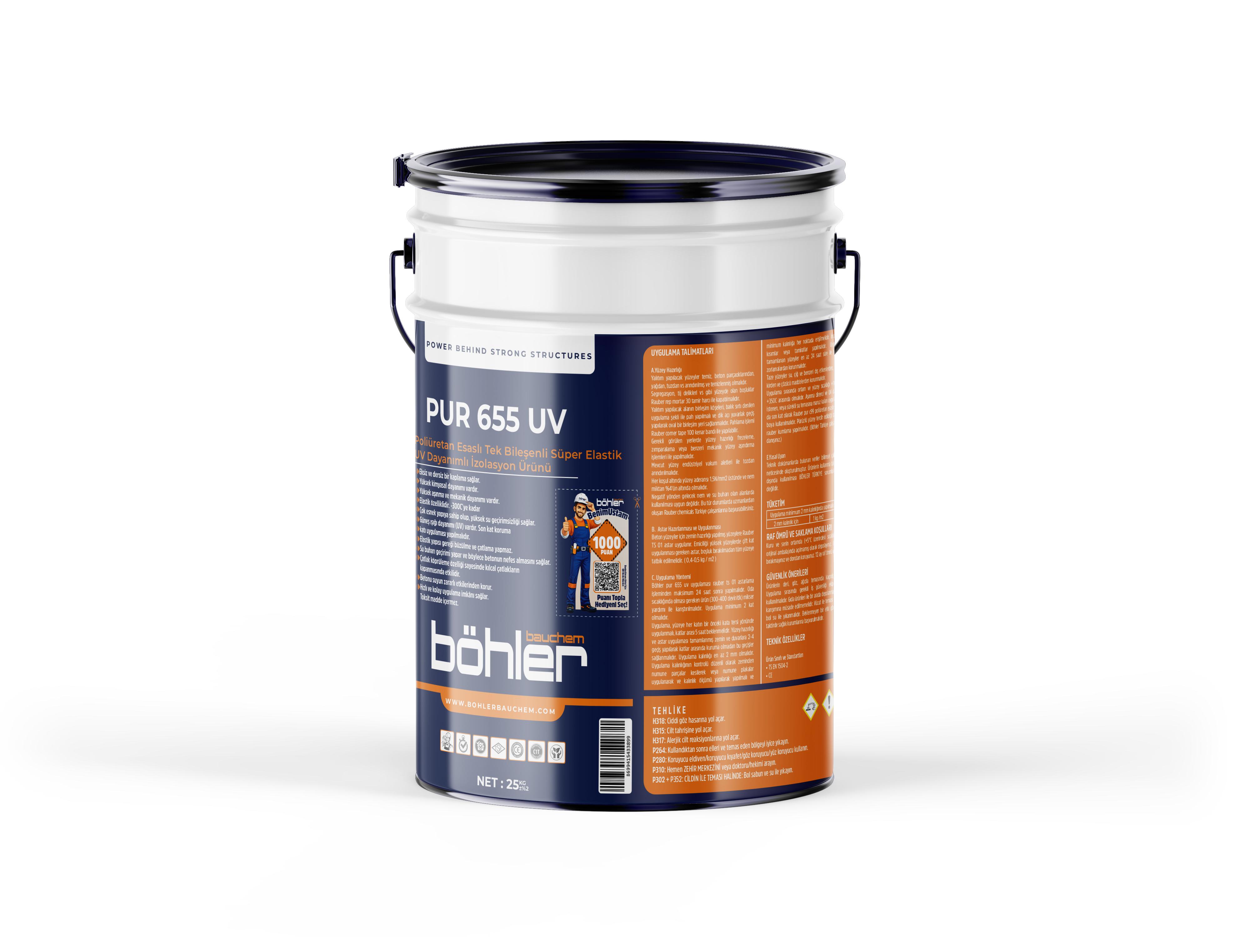 PUR 655 UV Poliüretan Esaslı Tek Bileşenli Süper Elastik UV Dayanımlı İzolasyon Ürünü
